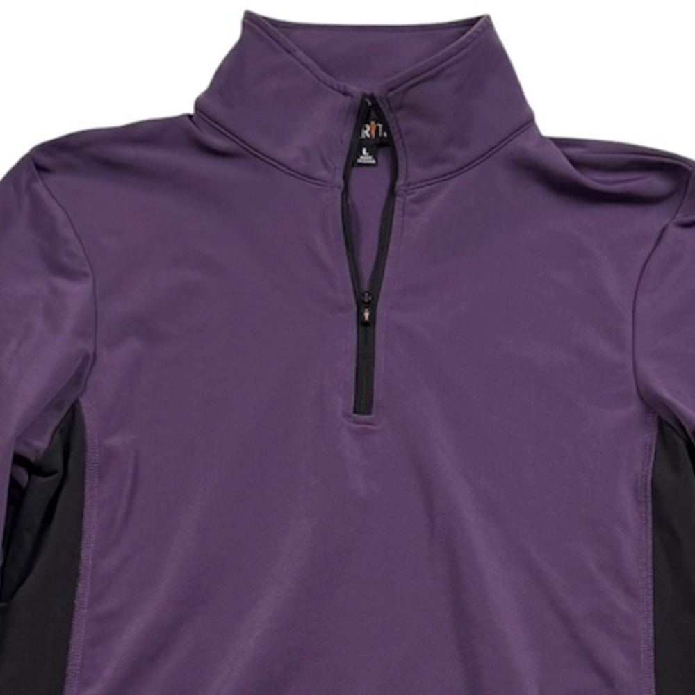 Kerrits Quarter Zip Top Girls Large Purple Black Long Sleeve Shirt Equestrian